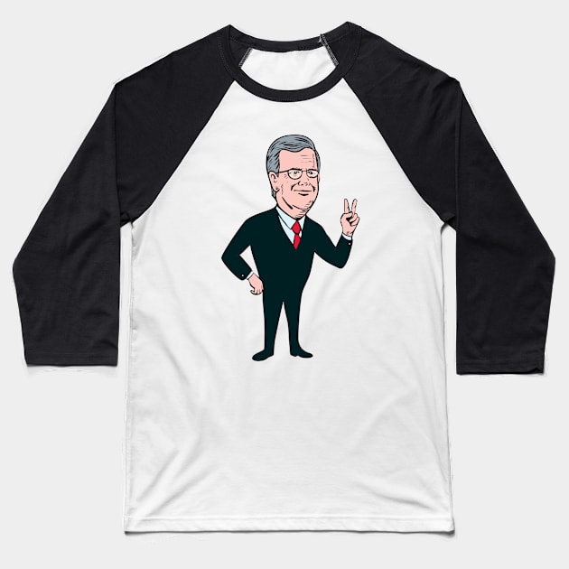 Jeb Bush Republican Candidate 2016 Cartoon Baseball T-Shirt by retrovectors